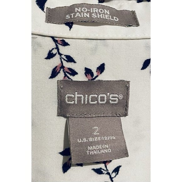 Chicos Top Womens Large Artsy Jacobean Print Button Up No Iron Stain Shield - Picture 5 of 7